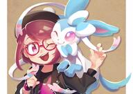 affection amount:pair body-type:feral body-type:humanoid cheek-rub glasses nerdy pressing-same-body-part-against-each-other series:eeveelutions series:pokemon species:human species:shiny-pokemon species:sylveon // 800x566 // 688KB