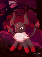 amount:solo atmosphere:evil atmosphere:forest atmosphere:night body-type:feral forehead-gem hall-of-fame:bronze hall-of-fame:silver moon oc series:pokemon species:eevee style:red-and-black // 2567x3500 // 385KB