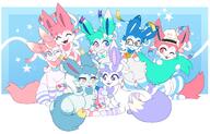 amount:multiple bell-collar best-of-the-best body-type:feral collar glasses hall-of-fame:bronze hall-of-fame:silver nerdy outfit scarf series:eeveelutions series:pokemon species:sylveon style:girly style:pastel-colors style:sparkly style:very-girly thigh-highs // 2048x1317 // 308KB