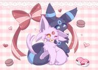 affection amount:pair atmosphere:cafe atmosphere:valentines-day body-type:feral food forehead-gem love-ball macarons pokeball series:eeveelutions series:pokemon species:espeon species:umbreon style:girly style:pastel-colors sweets // 2500x1800 // 2.8MB