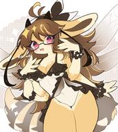 amount:solo bee body-type:anthro glasses nerdy outfit species:bee style:abstract-background style:contrasting-colors style:kemono style:outline visibly-shy // 1342x1500 // 256KB