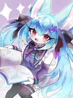 amount:solo body-type:anthro body-type:slim book hair long-hair maid outfit species:fox style:girly style:kemono style:outline style:sparkly thigh-highs wearing-bow // 1200x1600 // 270KB