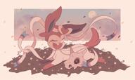 amount:solo atmosphere:flowers atmosphere:petals atmosphere:sunset body-type:feral flower series:eeveelutions series:pokemon species:sylveon // 2048x1212 // 154KB