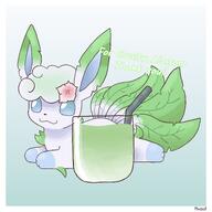 amount:solo body-type:feral drink feminine flower laying-on-belly oc series:eeveelutions series:pokemon species:alolan-vulpix species:fusion species:leafeon style:girly style:painted style:playful style:very-playful style:white-border tea wearing-flower // 3000x3000 // 433KB
