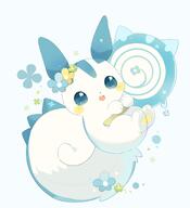 amount:solo body-type:feral body-type:slightly-chubby feminine flower holding-large-object-in-comparison lollipop species:pachirisu style:girly wearing-flower // 2000x2200 // 182KB