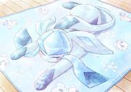 amount:solo atmosphere:home body-type:feral series:eeveelutions series:pokemon sleeping species:glaceon style:pastel-colors style:watercolor // 2000x1402 // 366KB