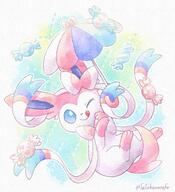 amount:solo atmosphere:rain body-type:feral candy series:eeveelutions series:pokemon species:sylveon style:pastel-colors style:playful style:watercolor umbrella // 2000x2200 // 915KB