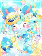 amount:solo atmosphere:assorted-objects atmosphere:beach atmosphere:fashion body-type:feral body-type:semi-anthro series:eeveelutions series:pokemon species:shiny-pokemon species:sylveon style:pastel-colors style:very-girly style:watercolor wearing-bow // 768x1024 // 1.3MB