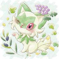 amount:solo atmosphere:assorted-objects body-type:feral food fruit grape olives plants species:sprigatito style:pastel-colors style:playful style:watercolor visual-teasing // 2000x2000 // 557KB