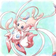 amount:pair body-type:feral series:eeveelutions series:pokemon species:mew species:sylveon style:watercolor // 2000x2000 // 535KB