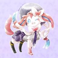 amount:solo body-type:feral outfit schoolgirl-outfit series:eeveelutions series:pokemon species:sylveon style:watercolor // 2000x2000 // 569KB