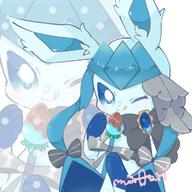 amount:solo atmosphere:fashion body-type:feral chocolate oc series:eeveelutions series:pokemon species:glaceon strawberry style:kawaii wearing-bow // 1280x1280 // 156KB
