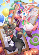 amount:pair atmosphere:party balloons body-type:feral outfit series:eeveelutions series:pokemon species:sylveon species:umbreon style:playful // 3541x5016 // 5.6MB