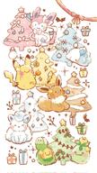 amount:multiple atmosphere:christmas body-type:feral body-type:slightly-chubby series:eeveelutions series:pokemon species:alolan-vulpix species:budew species:eevee species:pikachu species:snom species:sylveon style:playful style:very-playful // 1152x2048 // 318KB