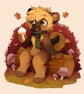 amount:solo atmosphere:autumn body-type:anthro body-type:semi-anthro drink mushrooms scarf species:dog // 2126x2394 // 422KB
