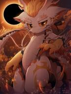amount:solo atmosphere:anime atmosphere:halloween atmosphere:solar-eclipse atmosphere:spooky body-type:anthro body-type:semi-anthro species:dragon style:kemono style:orange // 1545x2048 // 318KB