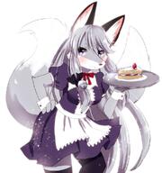 amount:solo bell body-type:anthro cake food maid outfit species:fox style:circle-sparkles style:kemono sweets thigh-highs // 900x960 // 658KB