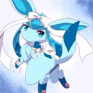 amount:solo body-type:feral body-type:semi-anthro series:eeveelutions series:pokemon species:glaceon wearing-bow // 980x981 // 838KB