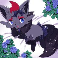 amount:solo atmosphere:bedroom atmosphere:regal body-type:feral flower species:zorua style:girly thigh-highs wearing-bow // 1000x1000 // 771KB