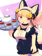 amount:solo atmosphere:cafe body-type:anthro drink maid outfit species:unknown style:chromatic-aberration style:kemono tea thigh-highs // 2648x3541 // 12MB