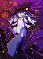 amount:solo atmosphere:bedroom atmosphere:halloween atmosphere:spooky body-type:feral outfit series:eeveelutions series:pokemon species:sylveon style:colored-lighting style:dim witch // 2160x2960 // 5.6MB