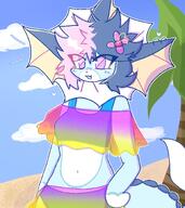 amount:solo atmosphere:beach bikini body-type:anthro body-type:slim c feminine flower frilly-bikini hair hall-of-fame:bronze oc series:eeveelutions series:pokemon species:vaporeon style:girly style:kawaii style:outline wearing-flower // 1449x1628 // 298KB