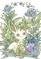 amount:solo body-type:feral flower plants series:eeveelutions series:pokemon species:leafeon style:watercolor // 1102x1564 // 482KB