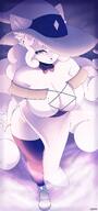 amount:solo atmosphere:fantasy atmosphere:halloween body-type:anthro dress species:alolan-vulpix style:girly style:sparkly thigh-highs visual-teasing wearing-bow witch // 1896x4031 // 573KB