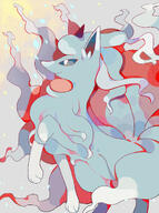 amount:solo atmosphere:sunlight body-type:feral series:pokemon species:alolan-ninetales style:complementary-colors // 970x1300 // 184KB