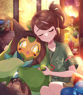 amount:solo atmosphere:festival atmosphere:sunset body-type:semi-anthro friend-ball mythical pokeball series:pokemon species:ogerpon style:kawaii // 2000x2281 // 4.2MB