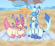 amount:pair atmosphere:beach body-type:feral dialogue hall-of-fame:bronze heat series:eeveelutions series:pokemon species:glaceon species:sylveon style:outline // 1200x1000 // 287KB