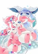 amount:multiple body-type:feral fluffified series:eeveelutions series:pokemon species:glaceon species:sylveon style:playful // 906x1280 // 449KB