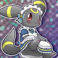 amount:solo body-type:feral body-type:semi-anthro maid outfit series:eeveelutions series:pokemon species:umbreon style:outline style:playful // 436x436 // 79KB