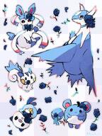 amount:multiple body-type:feral body-type:semi-anthro color flower series:eeveelutions series:pokemon species:latios species:marill species:oshawott species:otter species:pachirisu species:shiny-pokemon species:sylveon style:one-color // 1539x2048 // 425KB