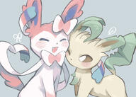 affection amount:pair body-type:feral cheek-rub pressing-same-body-part-against-each-other series:eeveelutions series:pokemon species:leafeon species:sylveon style:girly style:pastel-colors // 2800x2000 // 1.3MB