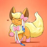 amount:solo body-type:feral series:eeveelutions series:pokemon silly species:flareon species:fusion species:sylveon style:girly wearing-bow // 680x680 // 71KB