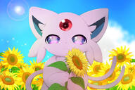 amount:solo atmosphere:anime atmosphere:field atmosphere:flowers body-type:feral body-type:semi-anthro forehead-gem series:eeveelutions series:pokemon species:espeon // 624x416 // 78KB