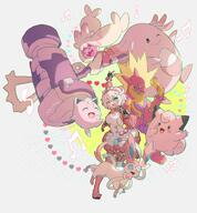 amount:multiple body-type:feral body-type:humanoid body-type:semi-anthro grouping:fairy-types series:eeveelutions series:pokemon species:chansey species:clefairy species:human species:jigglypuff species:shiny-pokemon species:sylveon species:tinkaton species:toxtricity style:girly style:one-color style:pink // 1372x1484 // 299KB