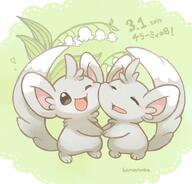 affection amount:pair body-type:semi-anthro cheek-rub pressing-same-body-part-against-each-other species:minccino style:girly style:pastel-colors // 600x574 // 248KB