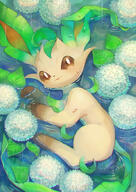 amount:solo atmosphere:flowers atmosphere:rain atmosphere:swamp body-type:feral series:eeveelutions series:pokemon species:leafeon // 1153x1632 // 2.2MB
