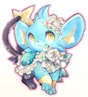 amount:solo atmosphere:bubbles body-type:feral dress feminine flower hall-of-fame:bronze species:shinx style:girly style:traditional-art wearing-bow wearing-flower // 1748x1920 // 281KB