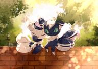 affection amount:pair atmosphere:sunlight atmosphere:town body-type:semi-anthro cheek-rub pressing-same-body-part-against-each-other species:meowstic // 3541x2508 // 487KB