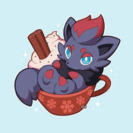 amount:solo body-type:feral cramped cupcake food species:zorua style:outline style:simple-colors sweets // 2000x2000 // 298KB