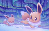 amount:pair atmosphere:aurora atmosphere:night atmosphere:snowy body-type:feral series:pokemon species:eevee style:noisy style:painted style:playful // 1106x696 // 1.5MB