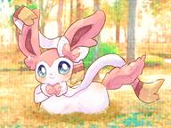 amount:solo atmosphere:forest body-type:feral hall-of-fame:bronze loafing oc series:eeveelutions series:pokemon species:sylveon style:intentional-blur style:kawaii style:playful style:very-kawaii // 1200x900 // 199KB