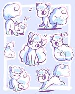 amount:solo body-type:feral series:pokemon species:alolan-vulpix style:multiple-scenarios style:one-color // 1628x2048 // 153KB