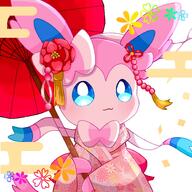 amount:solo body-type:feral feminine flower hall-of-fame:bronze kimono series:eeveelutions series:pokemon species:sylveon style:girly style:kawaii style:kemono style:playful umbrella wearing-flower // 1500x1499 // 246KB