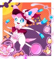 amount:solo atmosphere:halloween body-type:semi-anthro candy food macarons outfit series:eeveelutions series:pokemon species:sylveon style:dithering style:kawaii sweets telekinesis witch // 1865x2048 // 2.9MB
