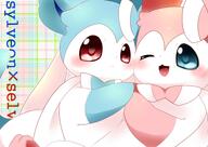 amount:pair body-type:feral body-type:slightly-chubby hall-of-fame:bronze hall-of-fame:gold hall-of-fame:silver series:eeveelutions series:pokemon species:shiny-pokemon species:sylveon style:kawaii style:outline style:very-kawaii touching-paws wink // 3508x2481 // 4.7MB