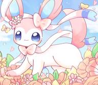 amount:solo atmosphere:flowers body-type:feral butterflies series:eeveelutions series:pokemon species:sylveon style:girly style:playful // 2048x1780 // 339KB